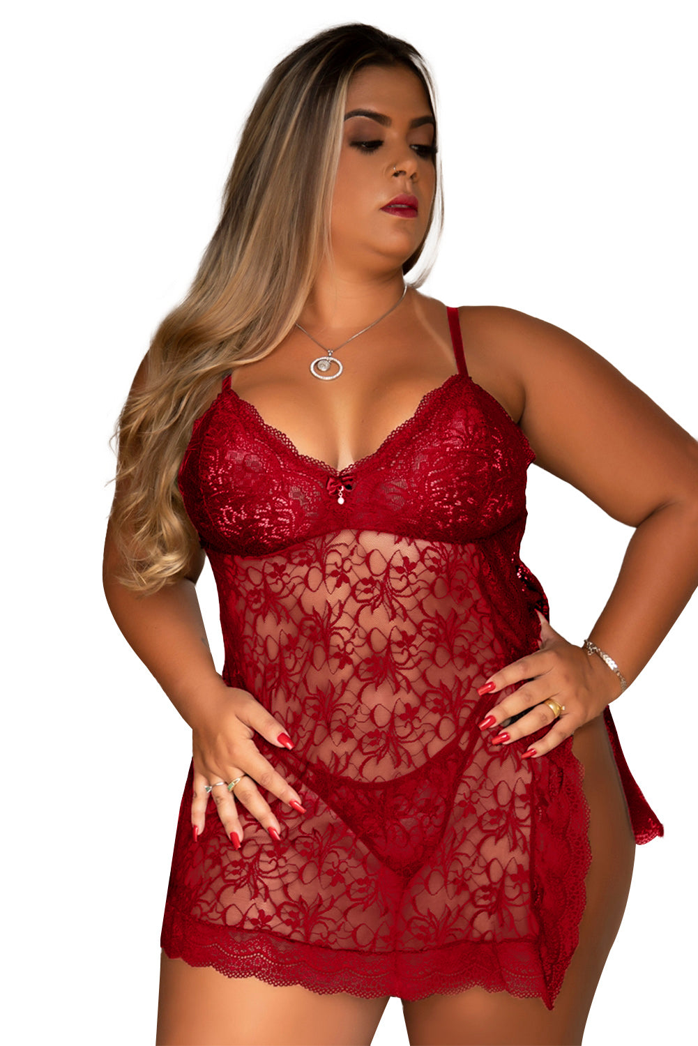 Floral Lace Plus Size Chemise